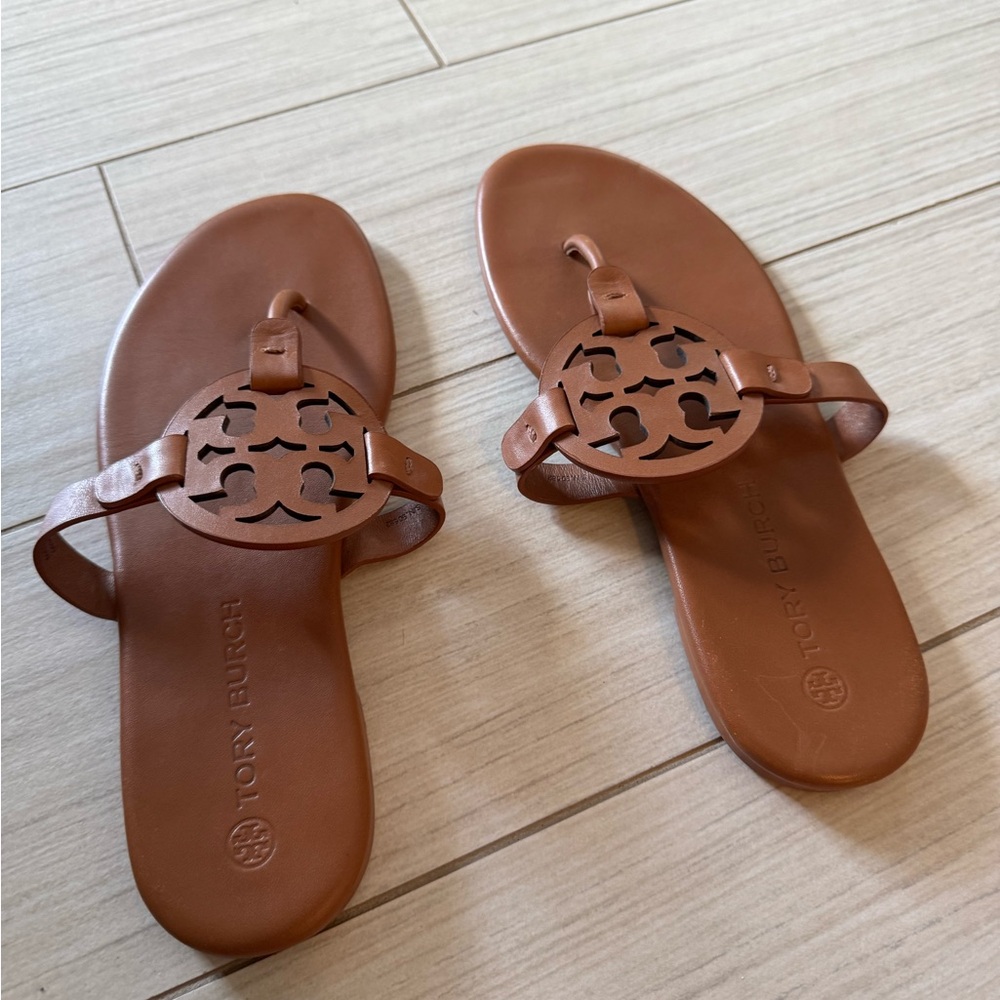Tory Burch Miller Leather Thong Sandal — Brown - Picture 2 of 4